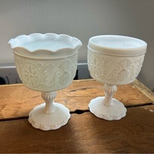 Elegant White Pedestal Goblets